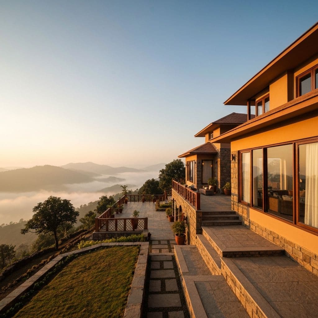 Private luxury villa hero image with valley views in Mahabaleshwar, Maharashtra